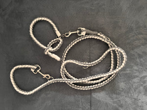 Set aus rund geflochtener Hundeleine mit passendem Halsband (beides grössenverstellbar)