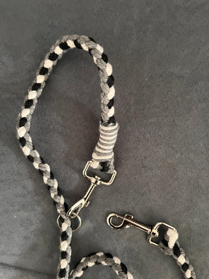 Set aus rund geflochtener Hundeleine mit passendem Halsband (beides grössenverstellbar)
